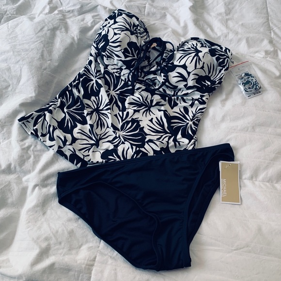 MICHAEL Michael Kors Other - Michael Kors Cruise tankini new navy white size L